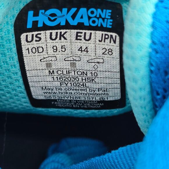 Hoka One One Clifton 10 Shoes Men's 10 D Blue White Walking Athletic Sneakers - Picture 8 of 11